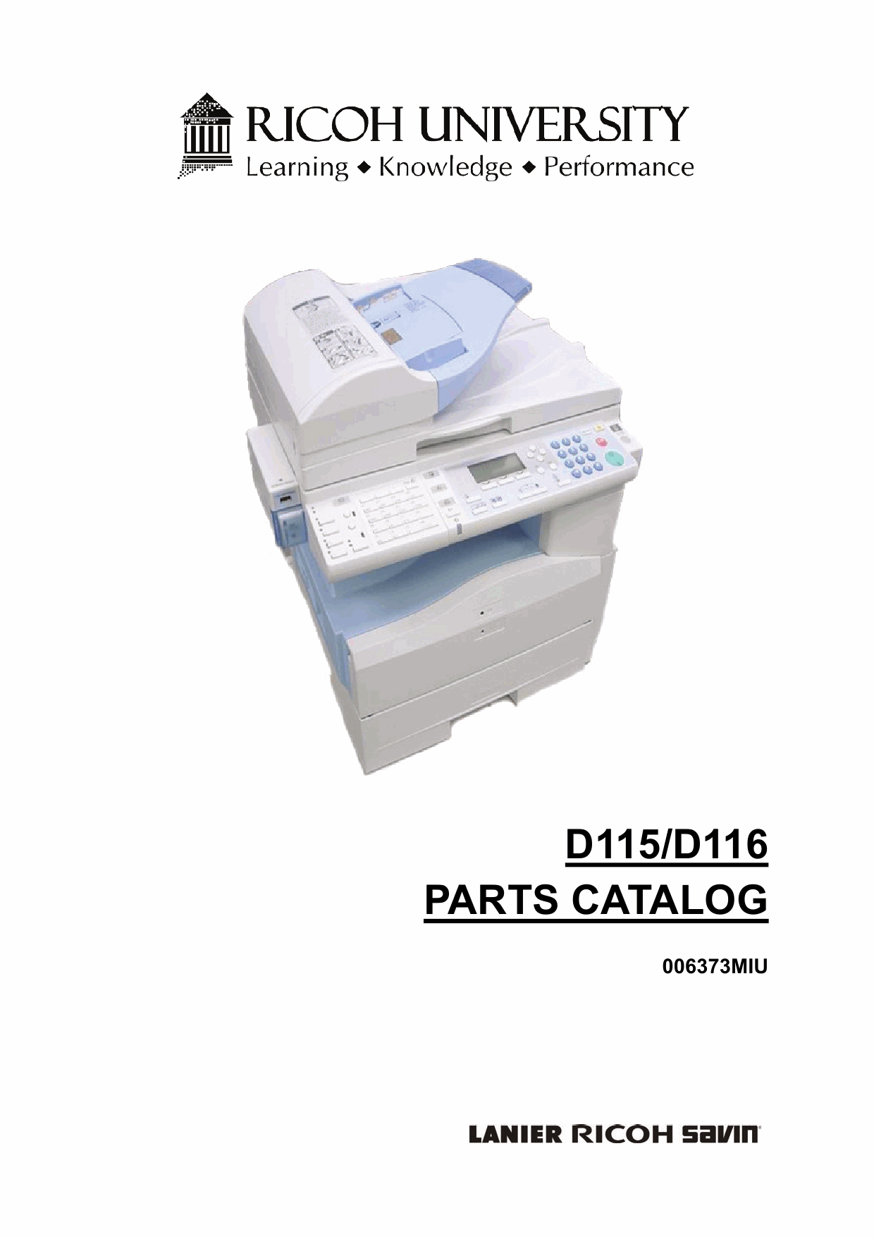 RICOH Aficio MP-201F 201SPF D115 D116 Parts Catalog-1